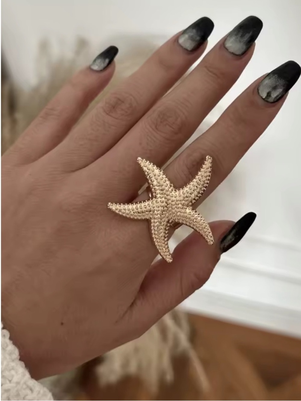 Modern Gold  Adjustable Starfish Ring
